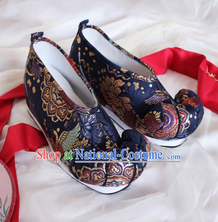 Asian Chinese Traditional Embroidered Shoes Ancient Princess Navy Shoes Hanfu Shoes for Women