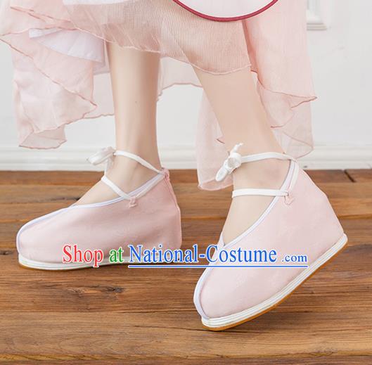 Asian Chinese Traditional Pink Cloth Shoes Ancient Princess Shoes Hanfu Shoes for Women