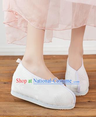 Asian Chinese Traditional White Cloth Shoes Ancient Princess Shoes Hanfu Shoes for Women