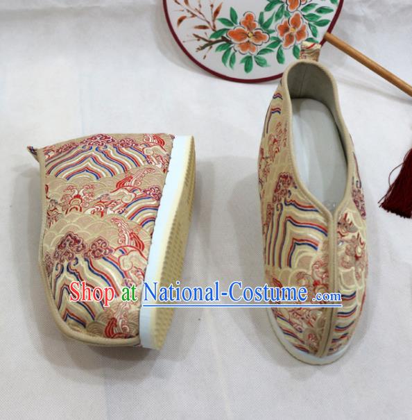 Asian Chinese Traditional Golden Blood Stained Shoes Ancient Princess Wedding Shoes Hanfu Shoes for Women