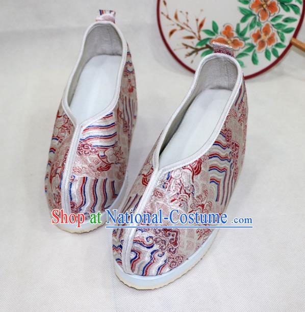 Asian Chinese Traditional Pink Blood Stained Shoes Ancient Princess Wedding Shoes Hanfu Shoes for Women