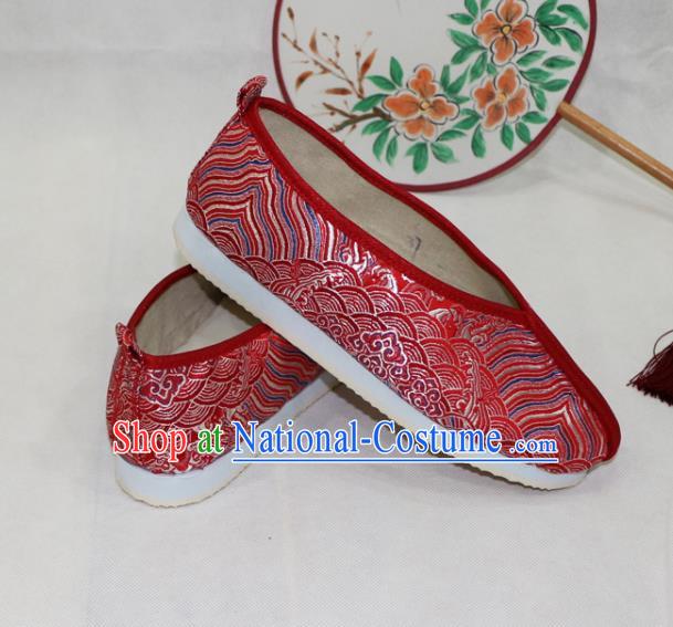 Asian Chinese Traditional Red Blood Stained Shoes Ancient Princess Wedding Shoes Hanfu Shoes for Women