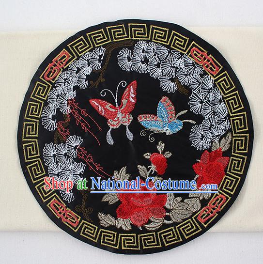 Chinese Ancient Handmade Embroidered Butterfly Peony Patch Traditional Embroidery Appliqu Craft for Women