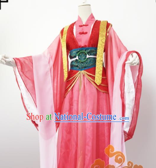 Chinese Traditional Cosplay Court Maid Pink Dress Custom Ancient Swordswoman Princess Costume for Women