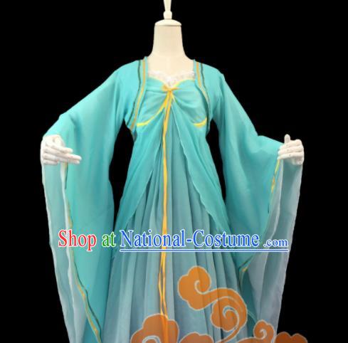 Chinese Traditional Cosplay Fairy Princess Green Dress Custom Ancient Swordswoman Costume for Women