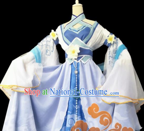 Chinese Traditional Cosplay Fairy Princess Lilac Dress Custom Ancient Courtesan Swordswoman Costume for Women