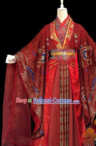 Traditional Chinese Cosplay Female Knight Heroine Wedding Red Dress Ancient Swordswoman Costume for Women