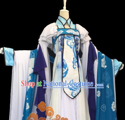 Traditional Chinese Cosplay Court Lady Princess White Dress Ancient Swordswoman Costume for Women