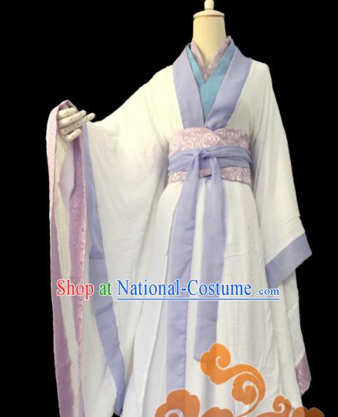 Traditional Chinese Cosplay Taoist Nun Princess White Dress Ancient Swordswoman Costume for Women