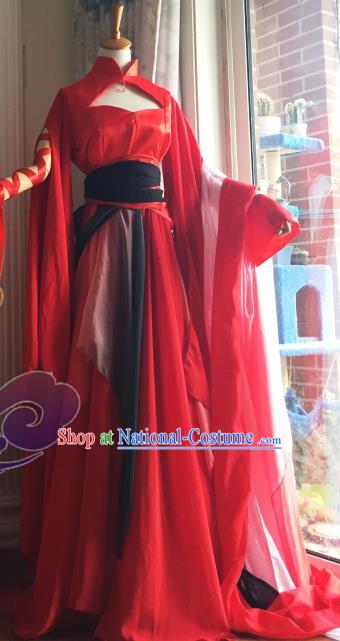 Traditional Chinese Cosplay Fairy Princess Red Dress Ancient Court Lady Swordswoman Costume for Women