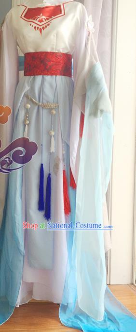 Traditional Chinese Cosplay Fairy Princess White Dress Ancient Court Lady Swordswoman Costume for Women