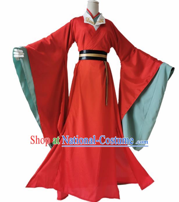 Chinese Ancient Cosplay Swordsman Red Clothing Custom Traditional Royal Prince Costume for Men