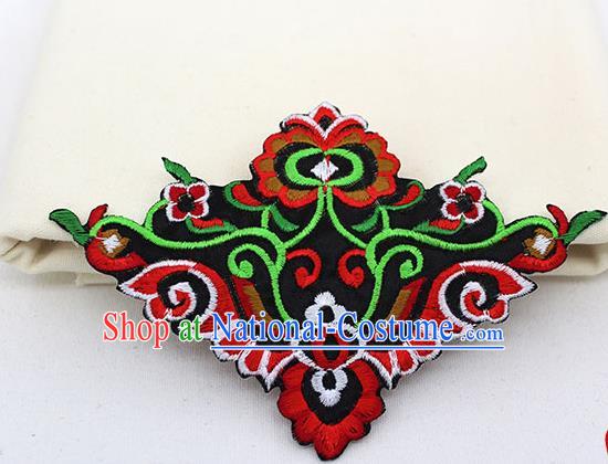 Chinese Ancient Handmade Embroidered Red Flower Patch Accessories Traditional Embroidery Appliqu Craft for Women