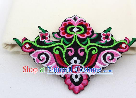 Chinese Ancient Handmade Embroidered Pink Flower Patch Accessories Traditional Embroidery Appliqu Craft for Women