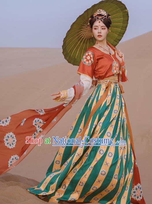 Ancinet Chinese Tang Dynasty Court Lady Hanfu Dress Traditional Flying Apsaras Dance Replica Costumes for Women