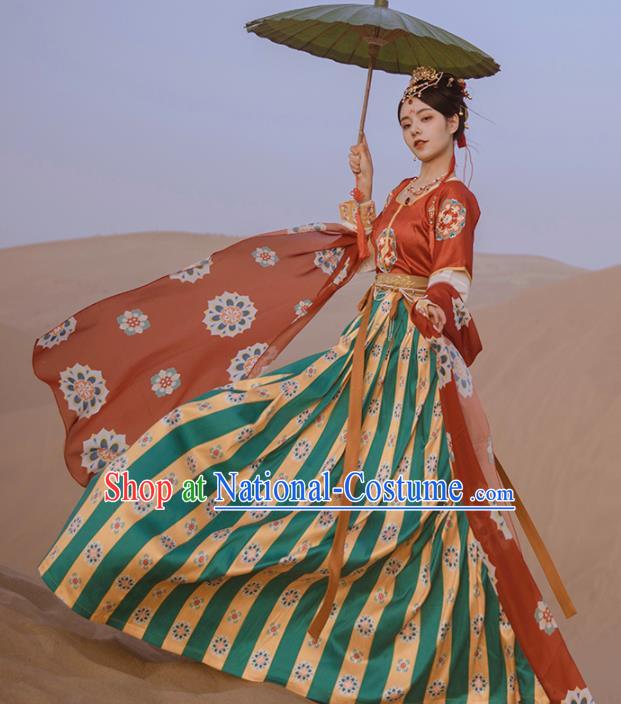 Ancinet Chinese Tang Dynasty Court Lady Hanfu Dress Traditional Flying Apsaras Dance Replica Costumes for Women