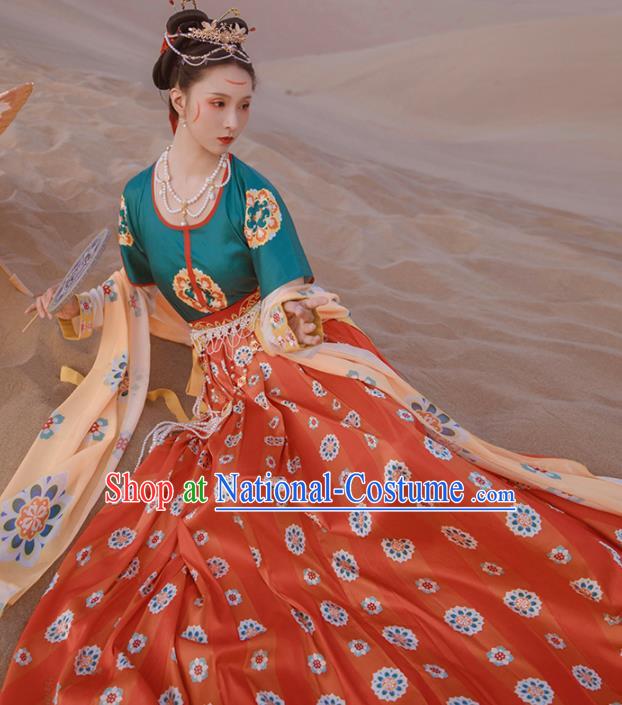 Ancinet Chinese Tang Dynasty Royal Princess Hanfu Dress Traditional Flying Apsaras Dance Replica Costumes for Women