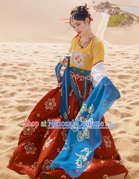 Ancinet Chinese Tang Dynasty Imperial Consort Hanfu Dress Traditional Flying Apsaras Dance Replica Costumes for Women