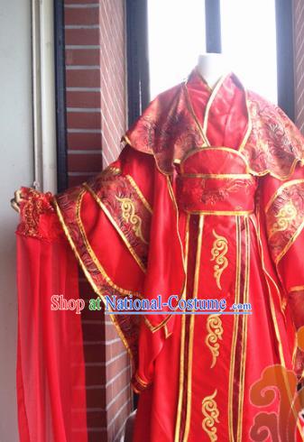 Traditional Chinese Cosplay Palace Princess Wedding Red Dress Ancient Court Lady Swordswoman Costume for Women