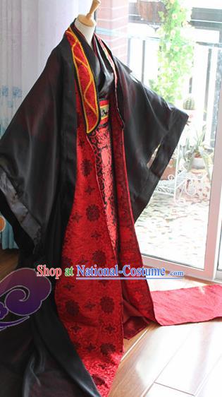 Custom Chinese Ancient Royal Highness Black Clothing Traditional Cosplay Emperor Swordsman Costume for Men