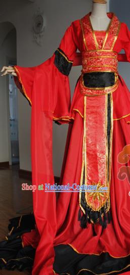 Traditional Chinese Cosplay Court Princess Red Dress Ancient Fairy Swordswoman Costume for Women