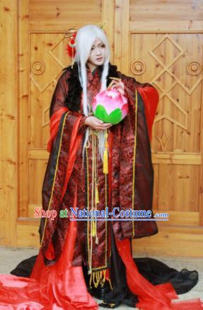 Custom Chinese Ancient Crown Prince Red Clothing Traditional Cosplay Emperor Swordsman Costume for Men