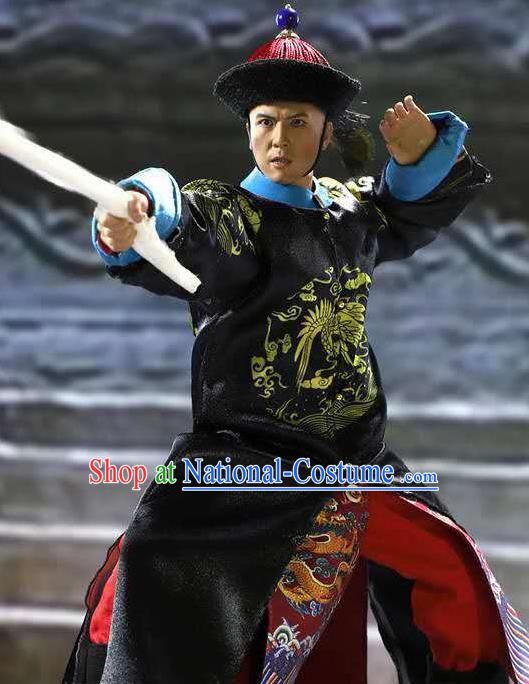 Chinese Ancient Minister Clothing Traditional Qing Dynasty Admiral Costumes and Hat Complete Set for Men