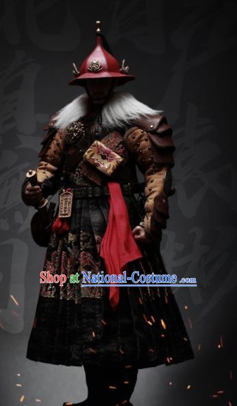 Chinese Ancient Cosplay Blades Armor and Helmet Traditional Ming Dynasty Imperial Bodyguard Costumes Complete Set for Men