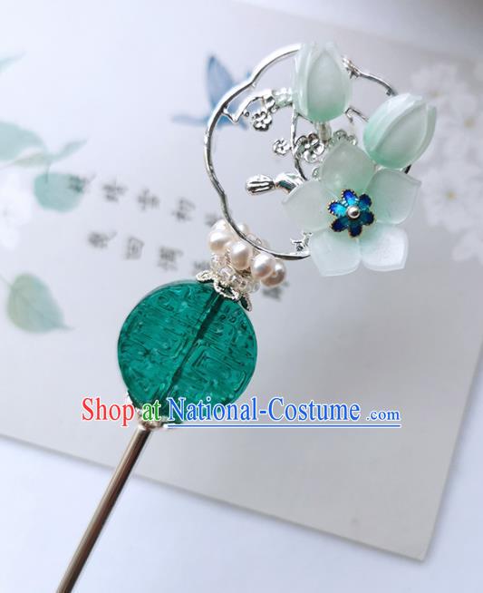 Chinese Handmade Ancient Green Grass Hairpins Traditional Hanfu Hair Accessories for Women