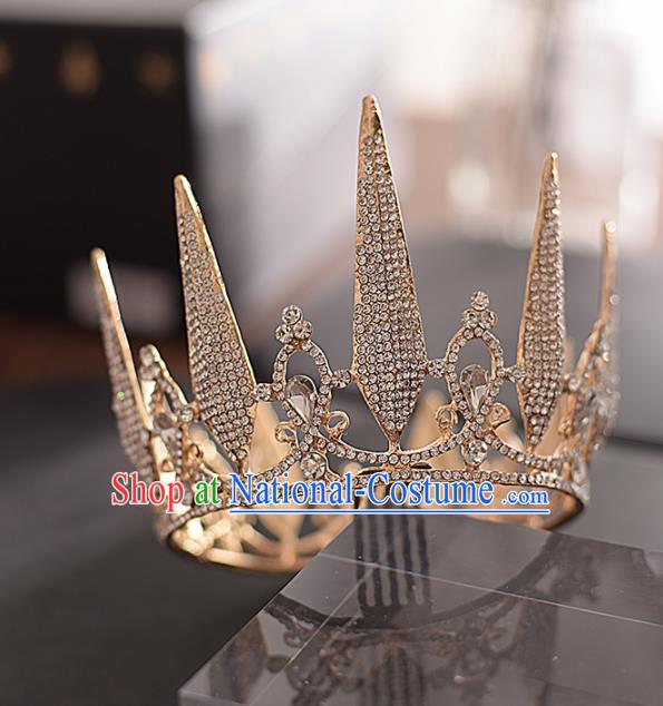 Top Grade Handmade Baroque Zircon Royal Crown Traditional Princess Wedding Hair Accessories for Women