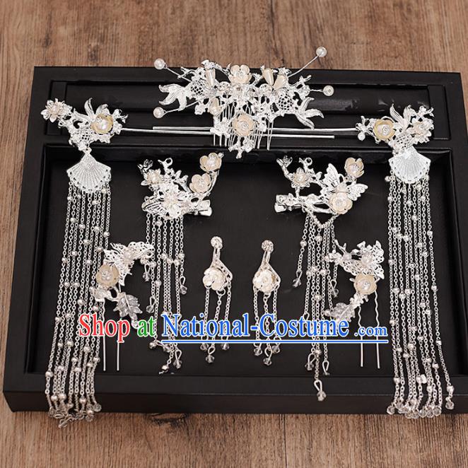 Chinese Ancient Bride Hair Comb Tassel Hairpins Traditional Hanfu Wedding Hair Accessories for Women