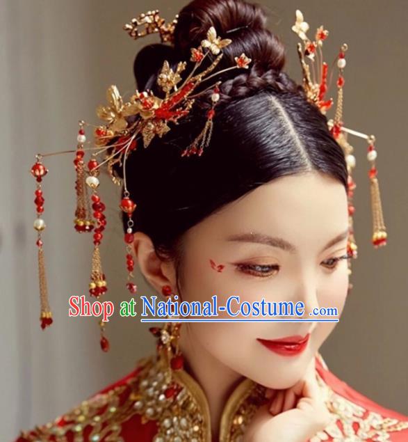 Chinese Ancient Bride Hair Claws Hairpins Traditional Hanfu Wedding Hair Accessories for Women