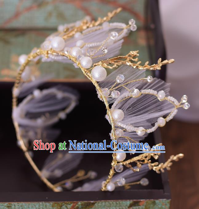 Top Grade Handmade Baroque Beads Royal Crown Traditional Princess Wedding Hair Accessories for Women