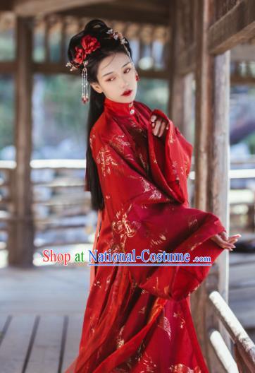 Traditional Chinese Ming Dynasty Bride Red Hanfu Dress Ancient Nobility Lady Wedding Replica Costumes for Women