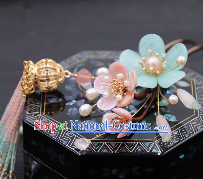 Chinese Ancient Princess Beads Tassel Hair Clip Hairpins Traditional Handmade Hanfu Hair Accessories for Women