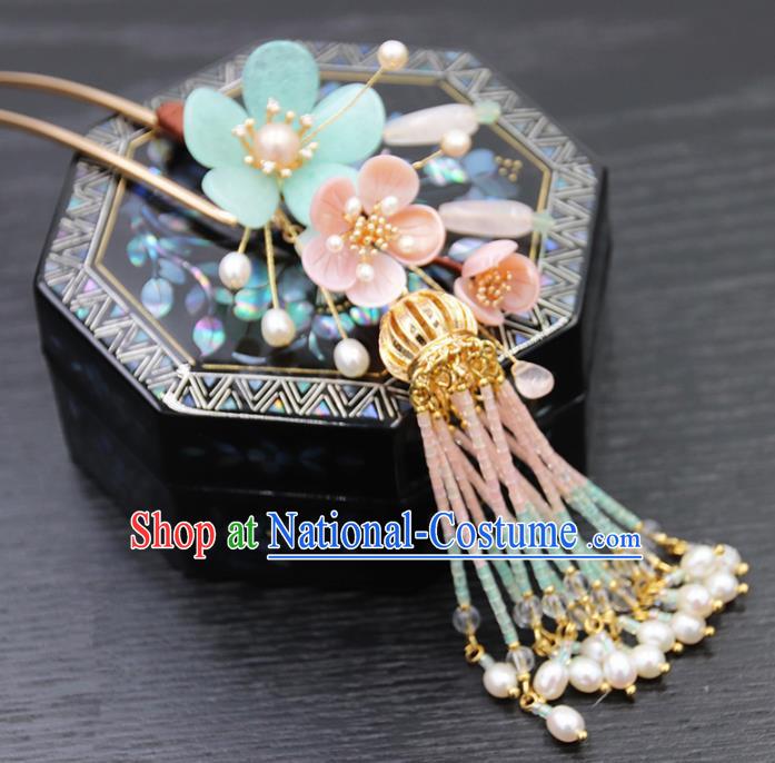 Chinese Ancient Princess Beads Tassel Hair Clip Hairpins Traditional Handmade Hanfu Hair Accessories for Women