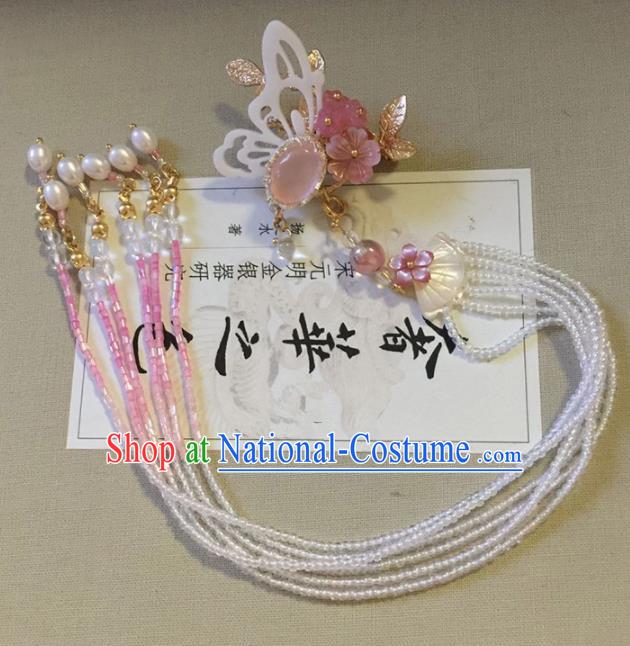 Chinese Ancient Princess Long Tassel Butterfly Hair Claw Hairpins Traditional Handmade Hanfu Hair Accessories for Women