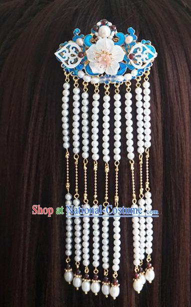 Chinese Ancient Princess Tassel Blueing Hair Claw Hairpins Traditional Handmade Hanfu Hair Accessories for Women