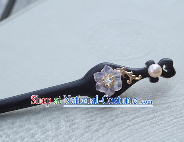 Chinese Ancient Princess Hairpins Ebony Hair Clip Traditional Handmade Hanfu Hair Accessories for Women