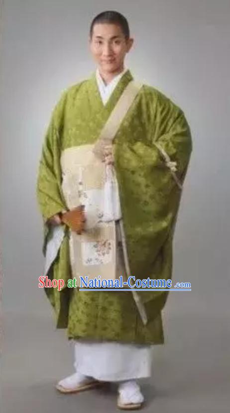 Ancient Asian Japanese Light Green Shinto Enlightenment Robes Monk Costumes