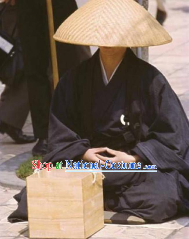 Black Ancient Asian Japanese Monk Costumes