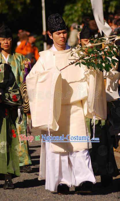 Ancient Asian Japanese Monk Costumes White Shinto Enlightenment Silk Robes