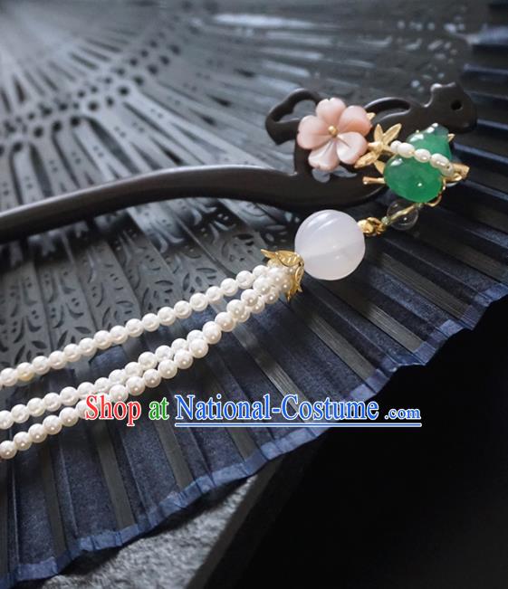 Chinese Ancient Princess Ebony Cucurbit Hairpins Tassel Step Shake Traditional Handmade Hanfu Hair Accessories for Women