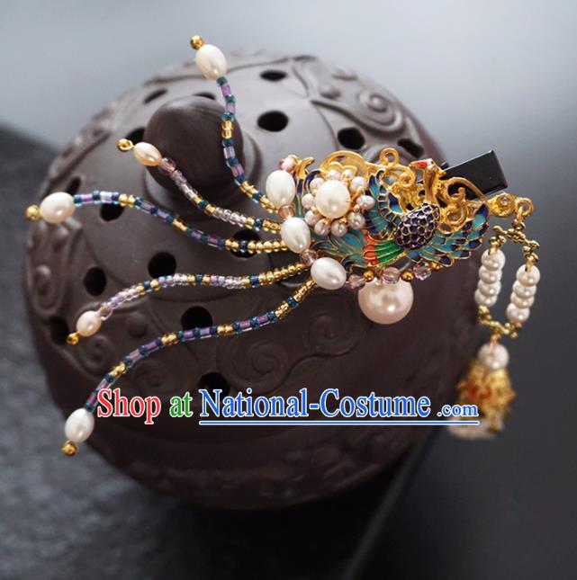 Chinese Ancient Princess Cloisonne Phoenix Hair Claw Hairpins Traditional Handmade Hanfu Hair Accessories for Women