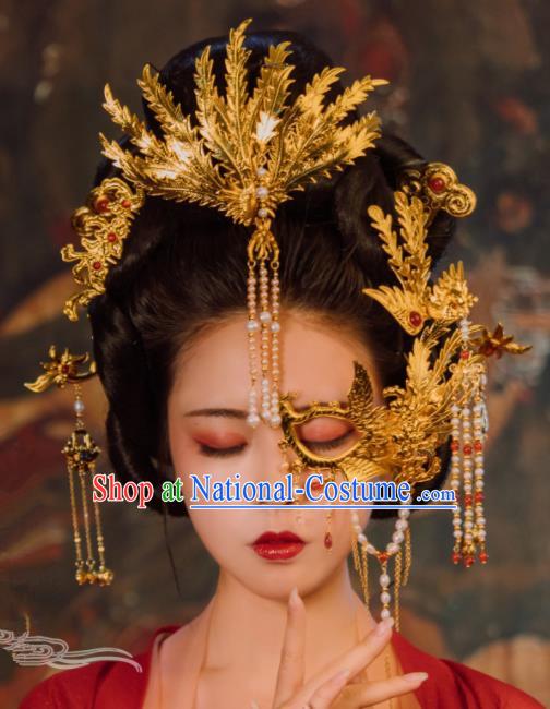 Ancient Chinese Tang Dynasty Imperial Consort Phoenix Coronet Hairpins Traditional Hanfu Court Hair Accessories for Women