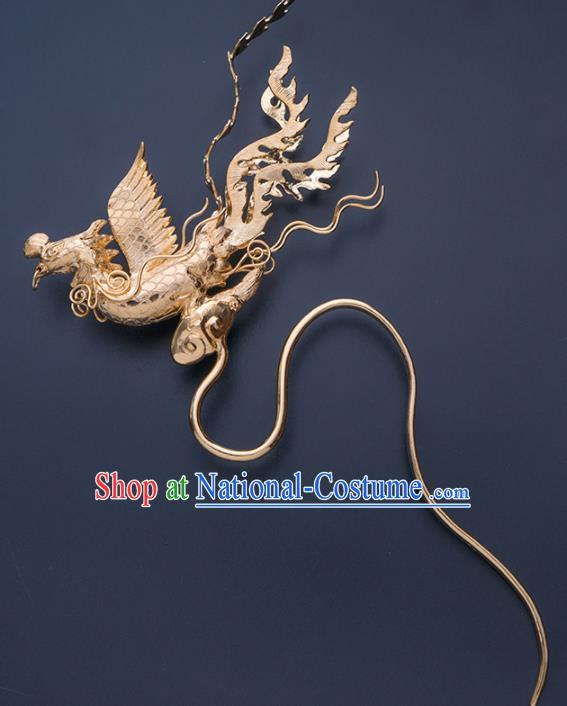 Ancient Chinese Ming Dynasty Phoenix Step Shake Hairpins Traditional Hanfu Court Hair Accessories for Women