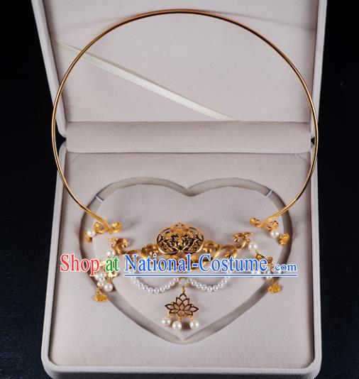 Chinese Ancient Court Wedding Golden Necklace Traditional Princess Hanfu Necklet Accessories for Women