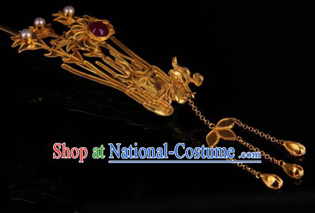 Chinese Handmade Ancient Ming Dynasty Queen Phoenix Step Shake Hairpins Traditional Hanfu Court Hair Accessories for Women