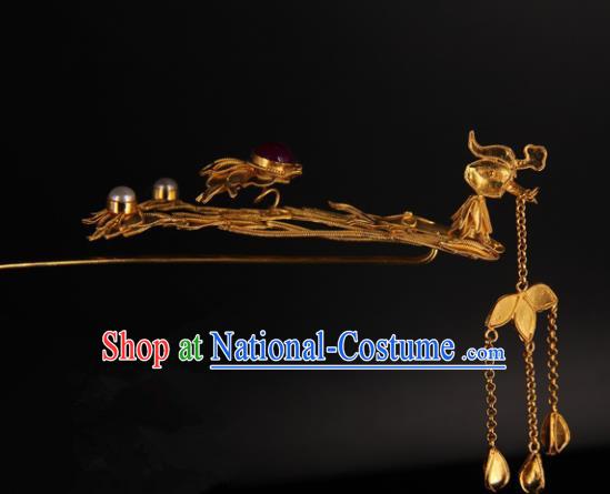 Chinese Handmade Ancient Ming Dynasty Queen Phoenix Step Shake Hairpins Traditional Hanfu Court Hair Accessories for Women