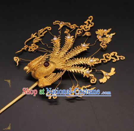 Chinese Ancient Ming Dynasty Empress Phoenix Hairpins Traditional Hanfu Court Hair Accessories for Women